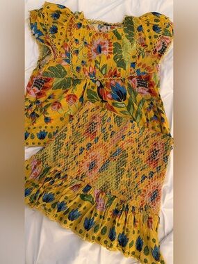 FARM Rio Yellow Floral Set Top and Skirt size S/M
